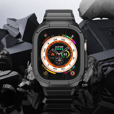 Apple Watch Ultra 49mm Wiwu Wi-WB014 Armor Serisi 2in1 Sert PC Kasa Koruyuculu Silikon Kordon - 7