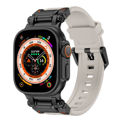Apple Watch Ultra 49mm Zore KRD-101 Titanyum Metal Başlıklı Silikon Kordon - 2