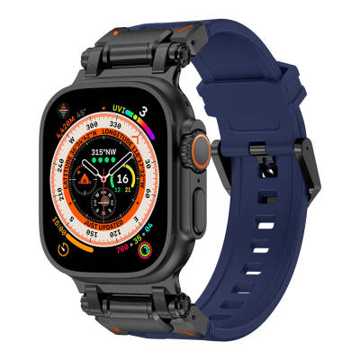 Apple Watch Ultra 49mm Zore KRD-101 Titanyum Metal Başlıklı Silikon Kordon - 4