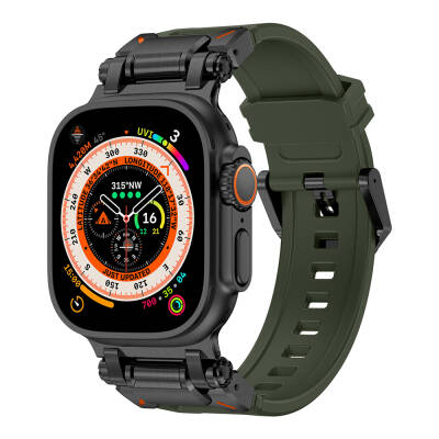 Apple Watch Ultra 49mm Zore KRD-101 Titanyum Metal Başlıklı Silikon Kordon - 6