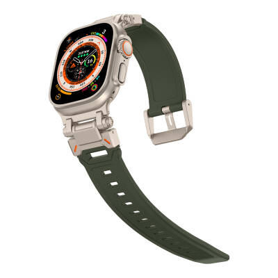 Apple Watch Ultra 49mm Zore KRD-101 Titanyum Metal Başlıklı Silikon Kordon - 36