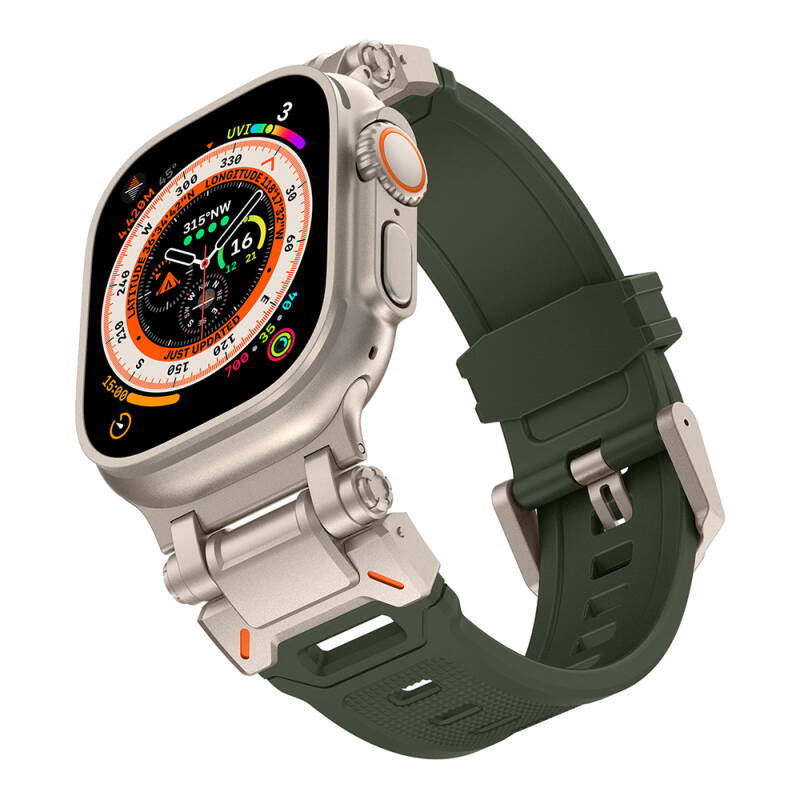 Apple Watch Ultra 49mm Zore KRD-101 Titanyum Metal Başlıklı Silikon Kordon - 23