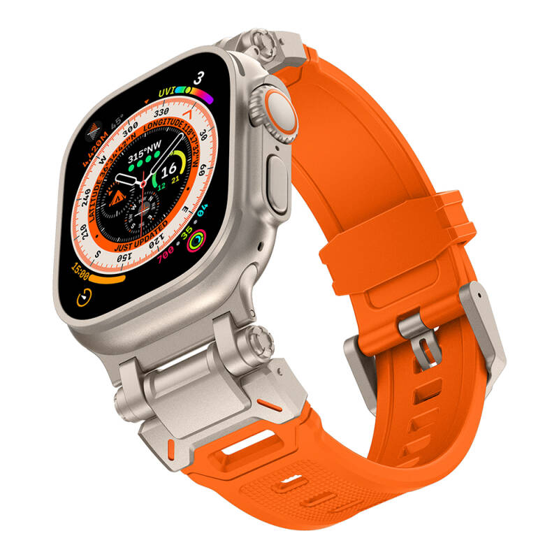 Apple Watch Ultra 49mm Zore KRD-101 Titanyum Metal Başlıklı Silikon Kordon - 22