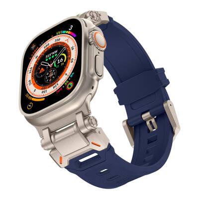 Apple Watch Ultra 49mm Zore KRD-101 Titanyum Metal Başlıklı Silikon Kordon - 27