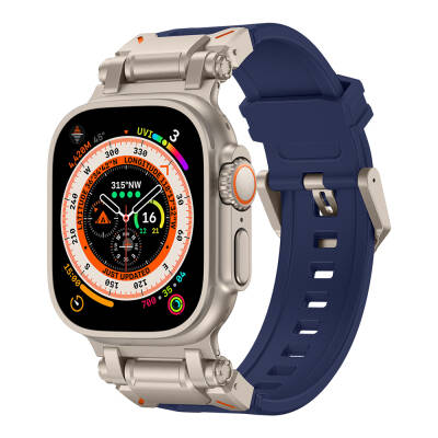 Apple Watch Ultra 49mm Zore KRD-101 Titanyum Metal Başlıklı Silikon Kordon - 8