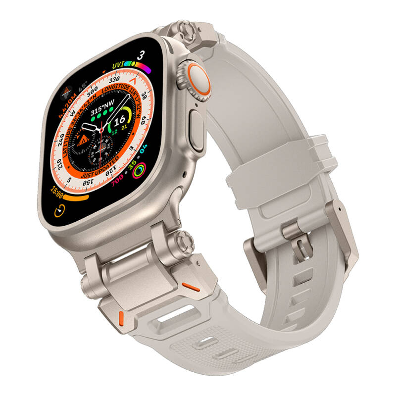 Apple Watch Ultra 49mm Zore KRD-101 Titanyum Metal Başlıklı Silikon Kordon - 26