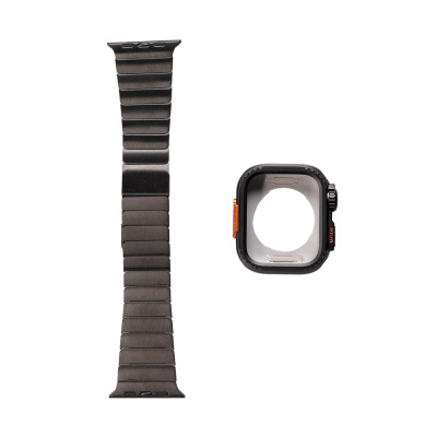 Apple Watch Ultra 49mm Zore KRD-126 Metal Band with Hard Case Protector - 8