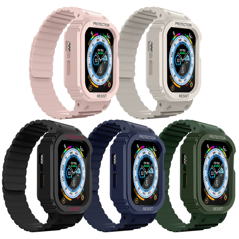 Apple Watch Ultra 49mm Zore KRD-142 Airbag Tasarımlı Kasa Koruyuculu Silikon Kordon - 19