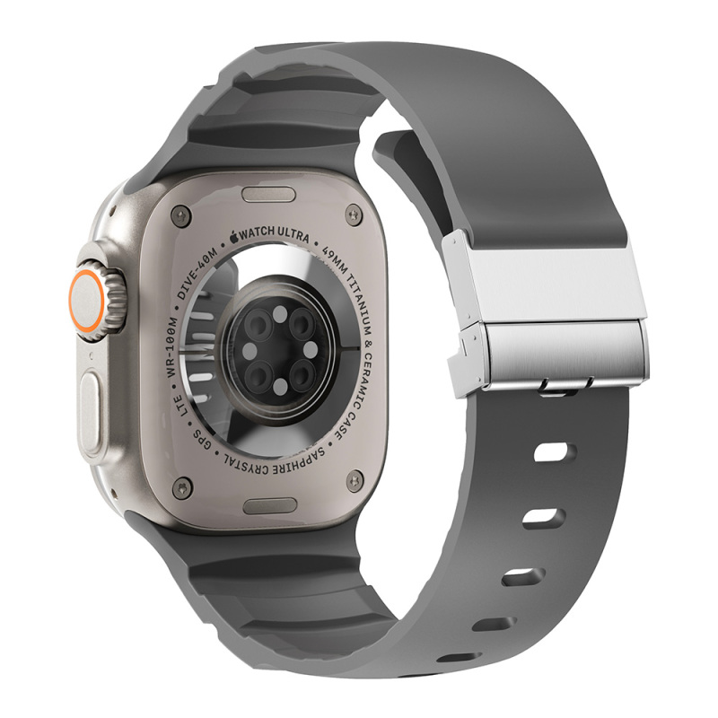 Apple Watch Ultra 49mm Zore KRD-145 Metal Tokalı Silikon Kordon - 4
