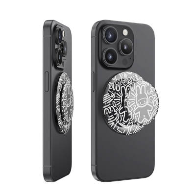 Benks Black and White Bunny Design Magnetic Pop Socket Stand - 1