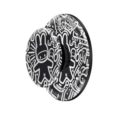 Benks Black and White Bunny Design Magnetic Pop Socket Stand - 2