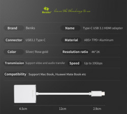 Benks Usb 3.1 Type-C to HDMI Adaptör - 5