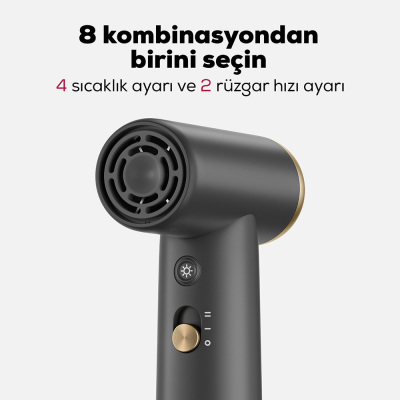 Coshare HP10E Mini Isı Dereceli LED Işıklı Saç Kurutma Fön Makinesi - 8
