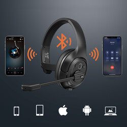 Eksa H1 On-Ear Noise Canceling Mono Bluetooth Headphones with Adjustable Header and Microphone - 6