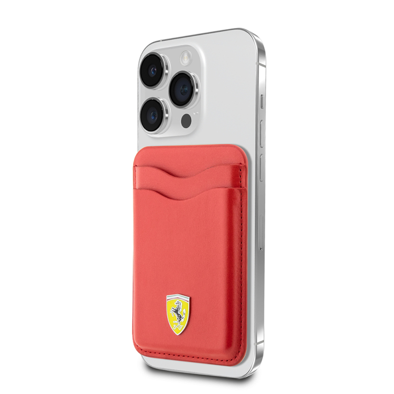 Ferrari Orjinal Lisanslı Magnetik Metal Logolu PU Deri Kartlık - 4