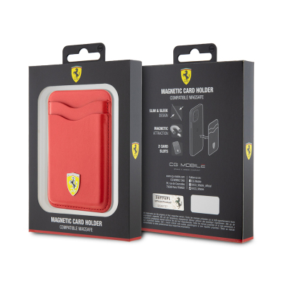Ferrari Orjinal Lisanslı Magnetik Metal Logolu PU Deri Kartlık - 7