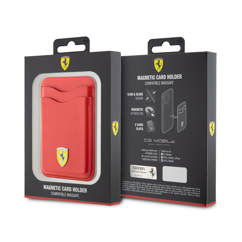 Ferrari Orjinal Lisanslı Magnetik Metal Logolu PU Deri Kartlık - 7