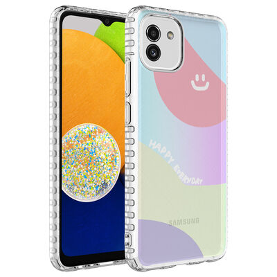 Galaxy A03 Case Airbag Edge Colorful Patterned Silicone Zore Elegans Cover - 10