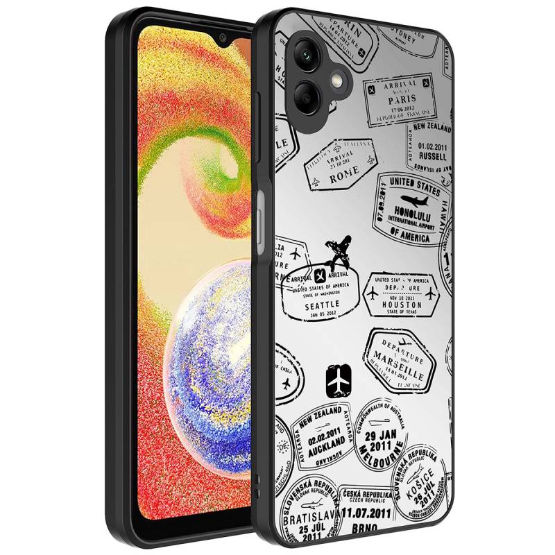 Galaxy A04 Case Mirror Patterned Camera Protected Glossy Zore Mirror Cover - 7