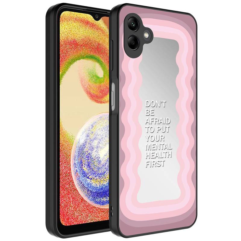Galaxy A04 Case Mirror Patterned Camera Protected Glossy Zore Mirror Cover - 9