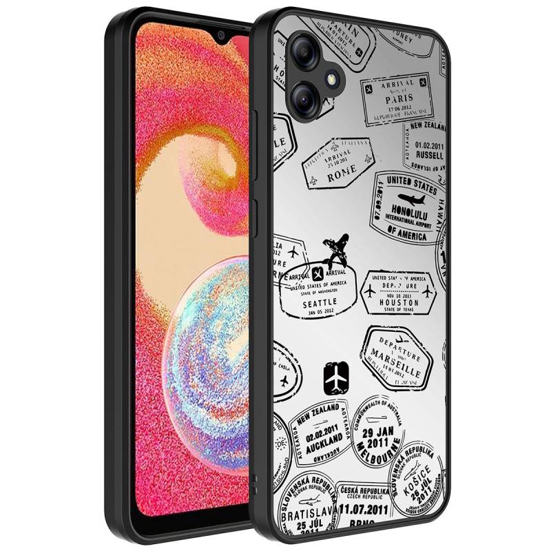 Galaxy A04E Case Mirror Patterned Camera Protected Glossy Zore Mirror Cover - 7
