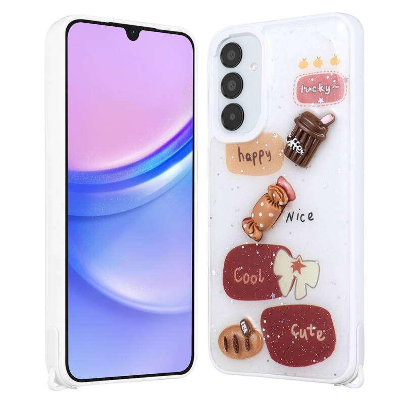 Galaxy A05S Case Shining Glitter Relief Figured Zore Cevze Cover - 3