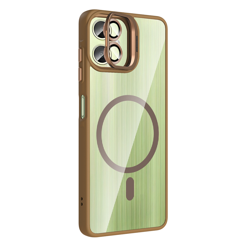 Galaxy A06 Kılıf Standlı ve Kamera Lens Hediyeli M-Safe Şarj Özellikli Zore Etro Kapak - 12