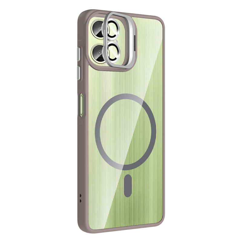 Galaxy A06 Kılıf Standlı ve Kamera Lens Hediyeli M-Safe Şarj Özellikli Zore Etro Kapak - 16