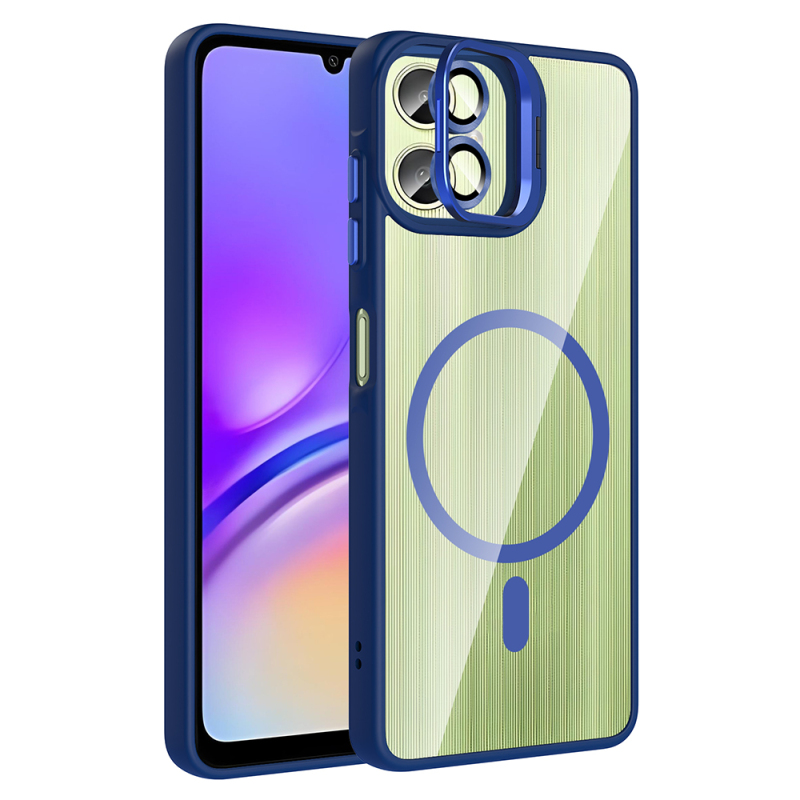 Galaxy A06 Kılıf Standlı ve Kamera Lens Hediyeli M-Safe Şarj Özellikli Zore Etro Kapak - 5