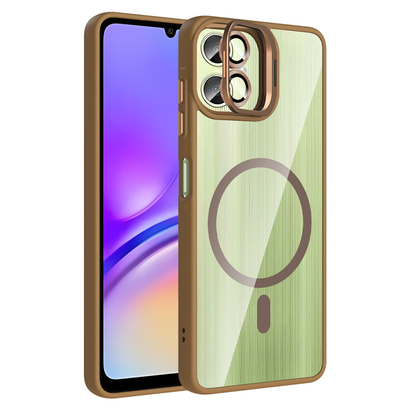 Galaxy A06 Kılıf Standlı ve Kamera Lens Hediyeli M-Safe Şarj Özellikli Zore Etro Kapak - 6