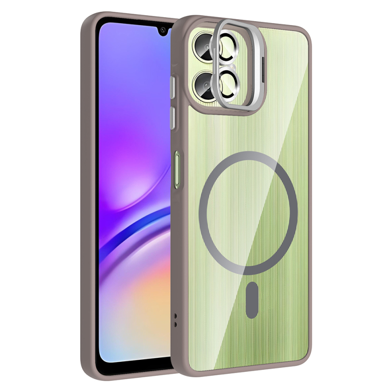 Galaxy A06 Kılıf Standlı ve Kamera Lens Hediyeli M-Safe Şarj Özellikli Zore Etro Kapak - 4