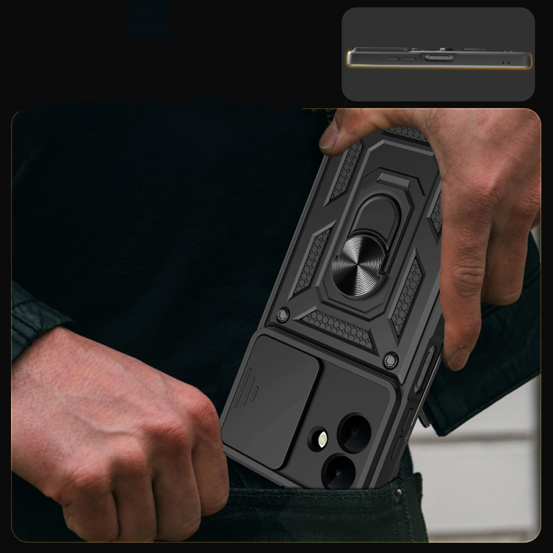 Galaxy A07 Case Magnetic Stand Camera Protection Zore Sliding Vega Cover - 10
