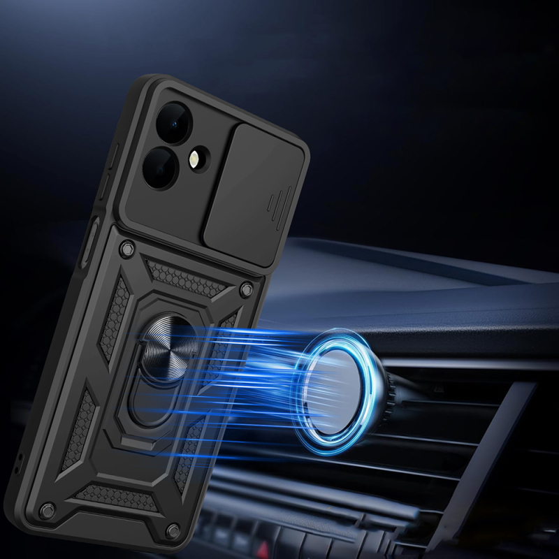 Galaxy A07 Kılıf Magnetik Standlı Kamera Korumalı Zore Sürgülü Vega Kapak - 6