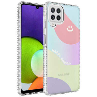 Galaxy A12 Case Airbag Edge Colorful Patterned Silicone Zore Elegans Cover - 10