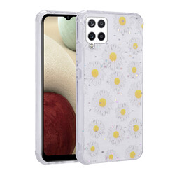 Galaxy A12 Case Glittery Patterned Camera Protected Shiny Zore Popy Cover - 1