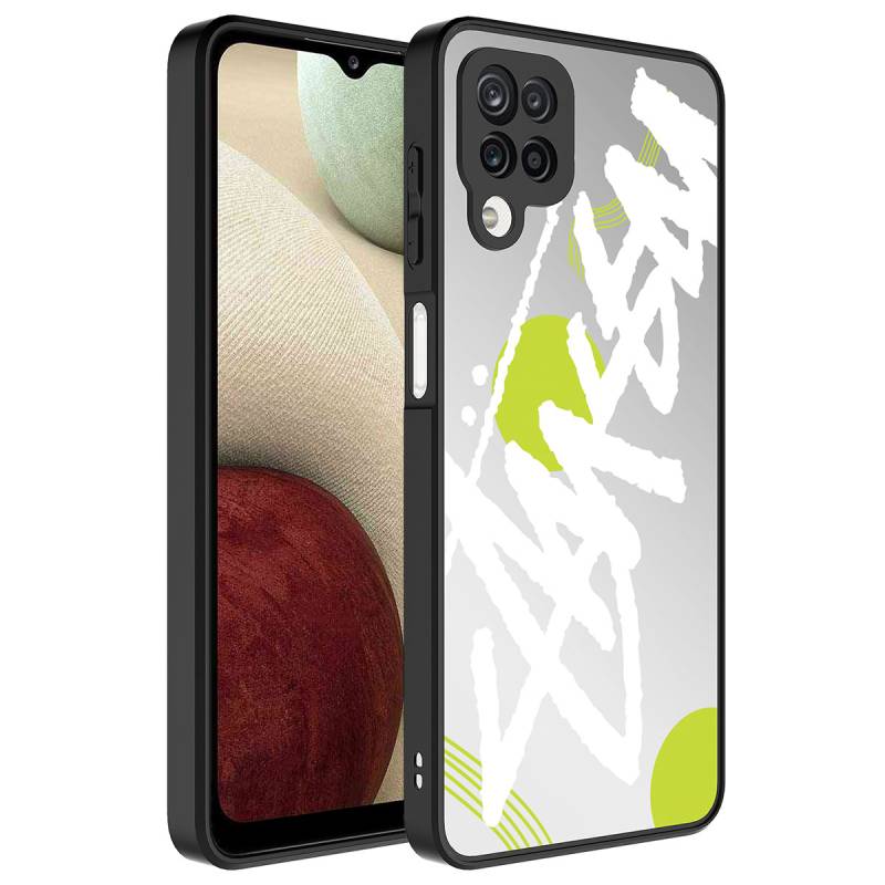 Galaxy A12 Case Mirror Patterned Camera Protected Glossy Zore Mirror Cover - 1
