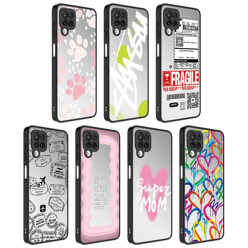 Galaxy A12 Case Mirror Patterned Camera Protected Glossy Zore Mirror Cover - 2