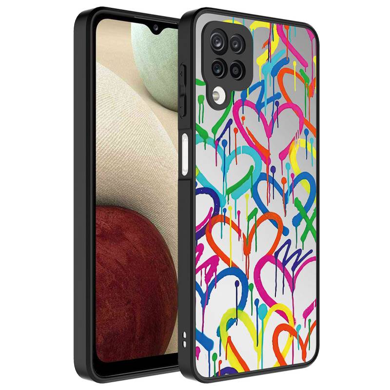 Galaxy A12 Case Mirror Patterned Camera Protected Glossy Zore Mirror Cover - 4