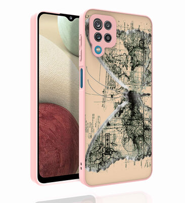 Galaxy A12 Case Patterned Camera Protected Glossy Zore Nora Cover - 1