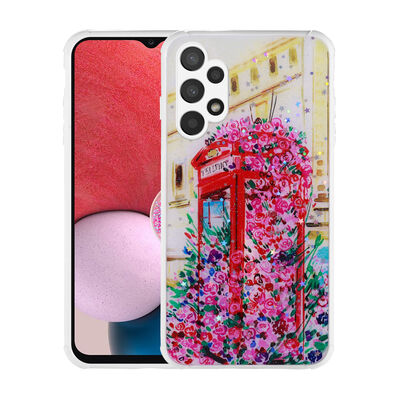 Galaxy A13 4G Case Glittery Patterned Camera Protected Shiny Zore Popy Cover - 6