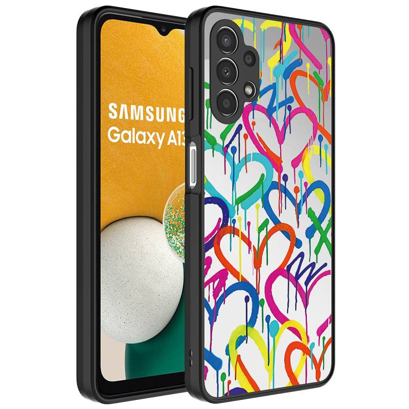 Galaxy A13 4G Case Mirror Patterned Camera Protected Glossy Zore Mirror Cover - 1