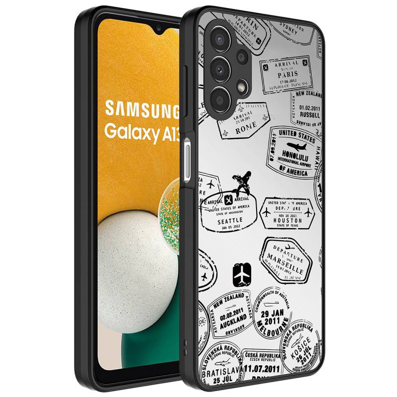Galaxy A13 4G Case Mirror Patterned Camera Protected Glossy Zore Mirror Cover - 7
