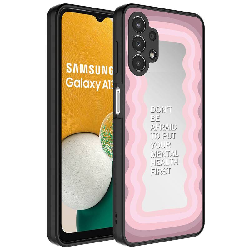 Galaxy A13 4G Case Mirror Patterned Camera Protected Glossy Zore Mirror Cover - 9