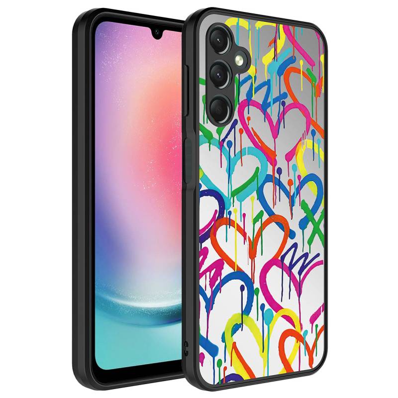 Galaxy A14 Case Mirror Patterned Camera Protected Glossy Zore Mirror Cover - 4