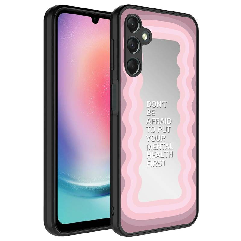 Galaxy A14 Case Mirror Patterned Camera Protected Glossy Zore Mirror Cover - 9