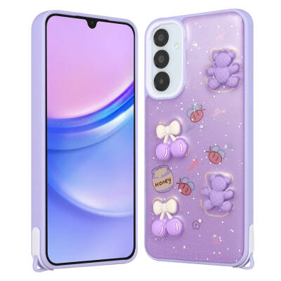 Galaxy A14 Case Shining Glitter Relief Figured Zore Cevze Cover - 3