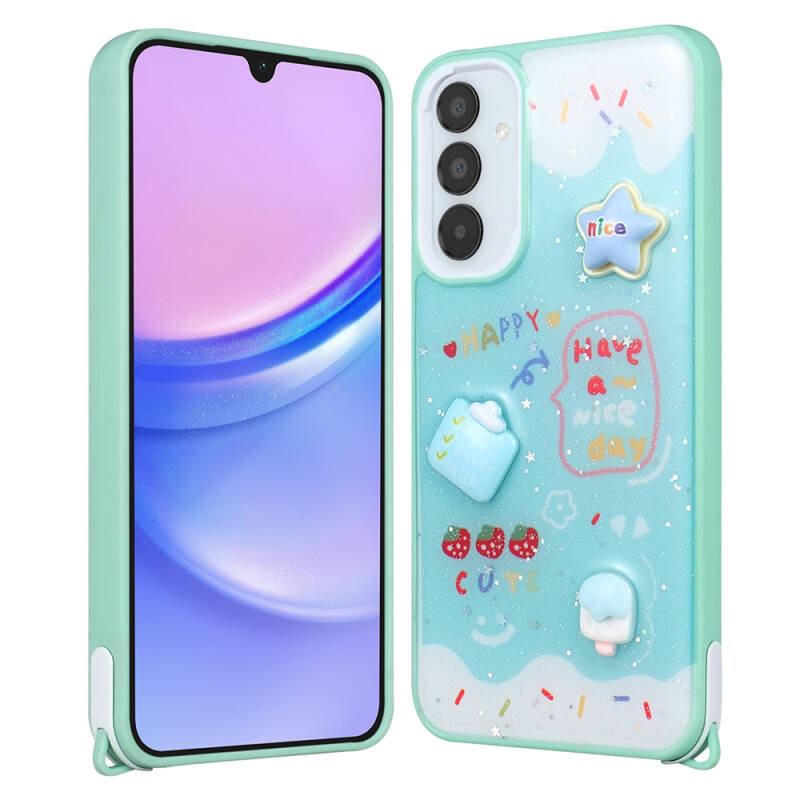 Galaxy A14 Case Shining Glitter Relief Figured Zore Cevze Cover - 4