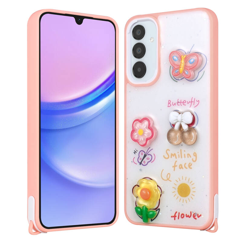 Galaxy A14 Case Shining Glitter Relief Figured Zore Cevze Cover - 5