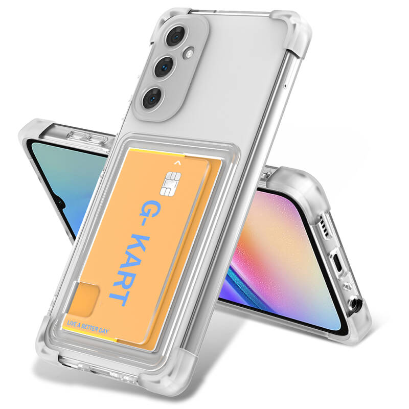 Galaxy A15 Case Zore G-Card Cover with Airbag Design and Transparent Card Holder - 1