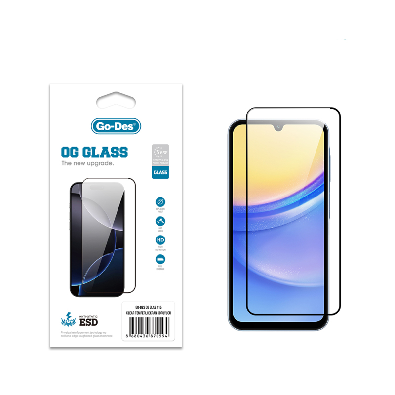 Galaxy A15 Go Des OG Glass Antistatic Tempered Glass Screen Protector - 2